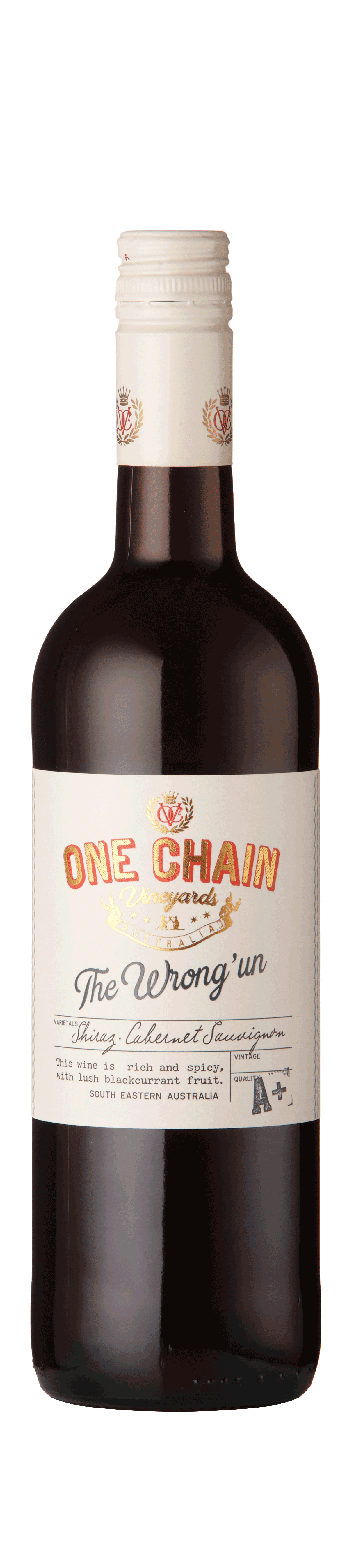 Bottle shot - One Chain Vineyards, The Wrong Un Shiraz, Cabernet, South Australia