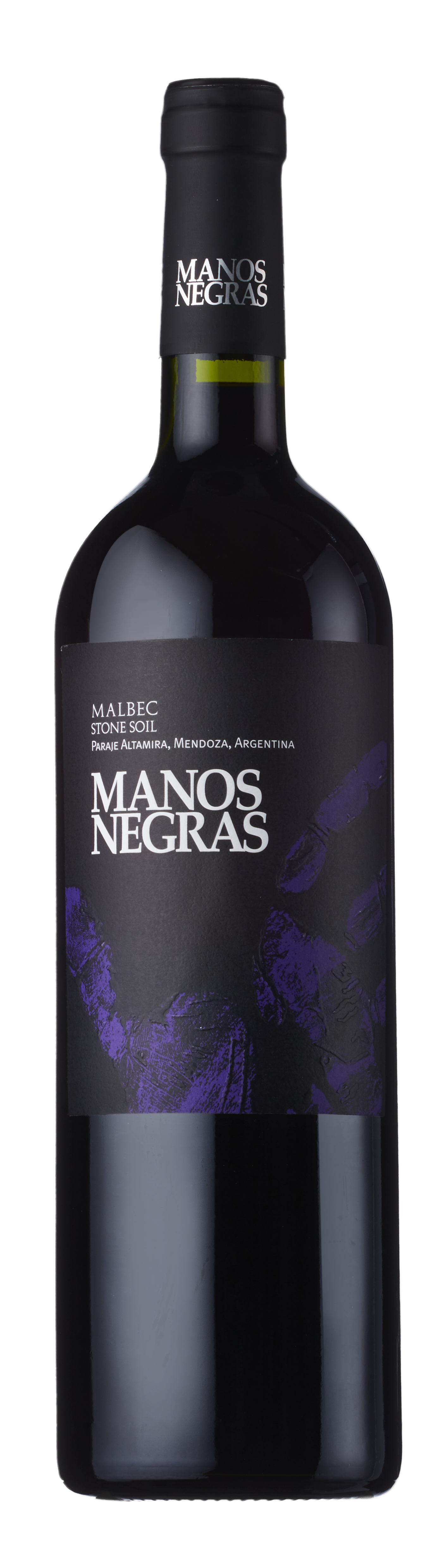 Bottle shot - Manos Negras, Stone Soil Select Malbec, Paraje Altamira, Uco Valley, Argentina
