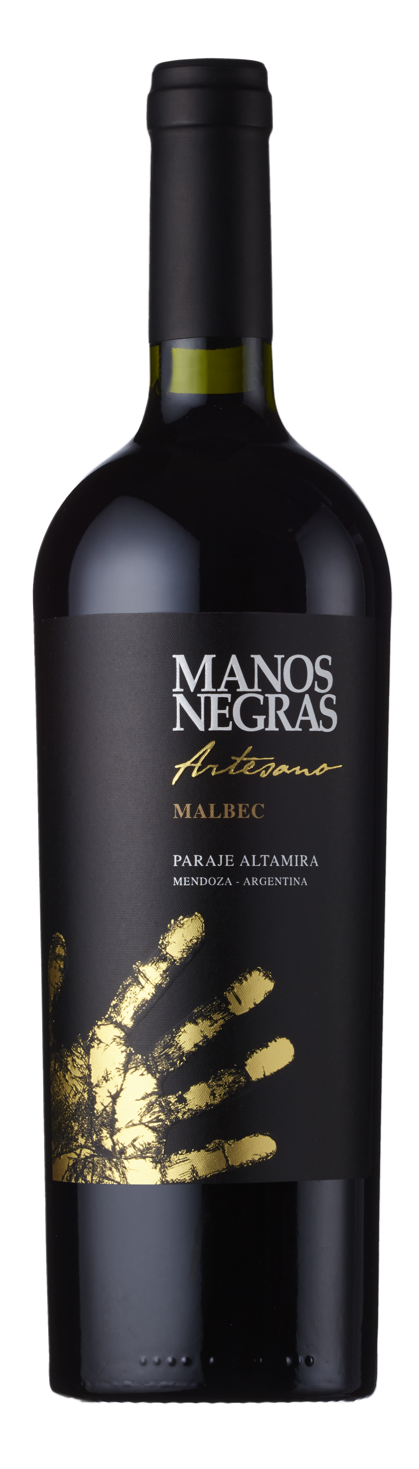 Bottle shot - Manos Negras, Artesano Malbec, Paraje Altamira, Mendoza, Argentina