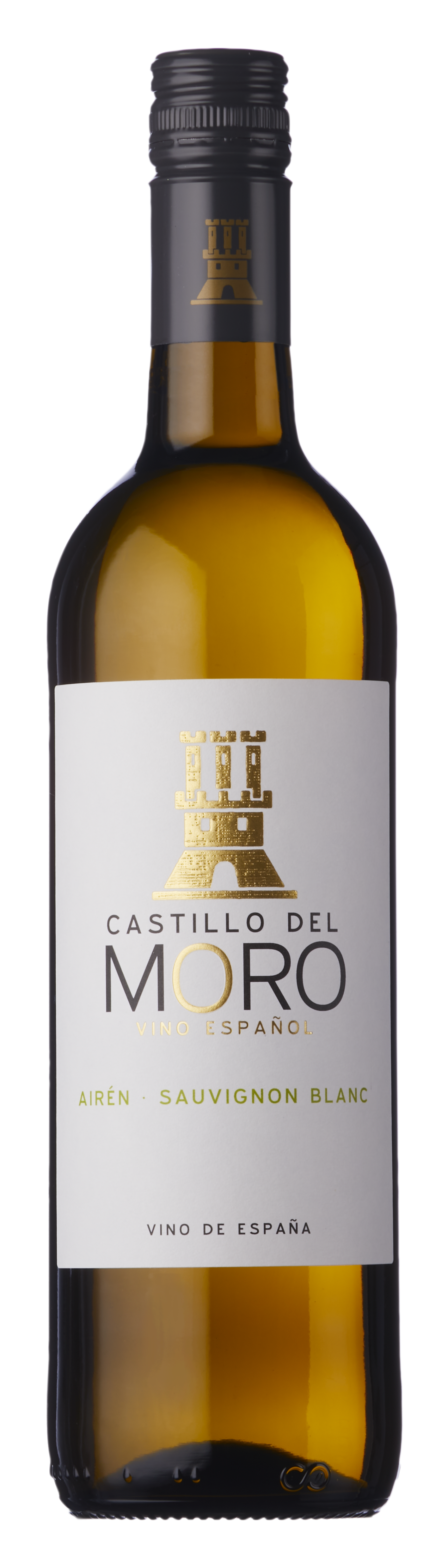 Bottle shot - Castillo del Moro, Airén, Sauvignon, Vino de España, Spain