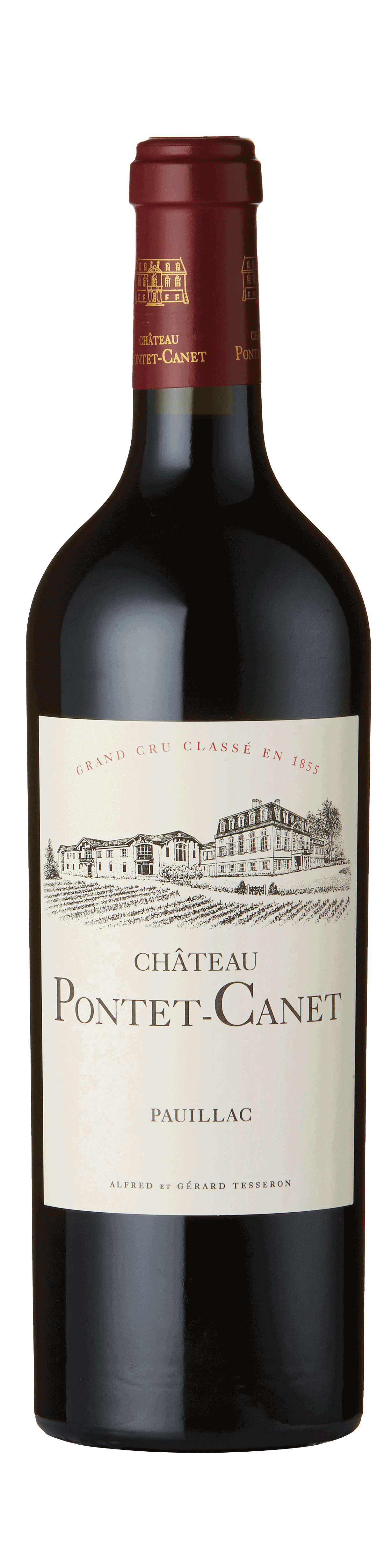 Bottle shot - Château Pontet-Canet Bio 5ème Cru Classé, Pauillac, Bordeaux, France.